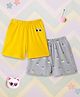 Nautinati Cotton Knit Pack Of 2 Cat Face & Fruits Printed Shorts - Yellow & Grey