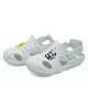 Elves the Shoemakers Perforated Panda Applique Detailed Velcro Closure Clogs - White