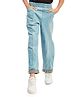 Olele Denim Woven Placement Checked  Jeans - Blue