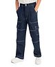 Olele Denim Woven Threadwork Embroidered Cargo Jeans - Blue