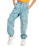 Olele Denim Woven Solid  Cargo Joggers Style Jeans - Blue
