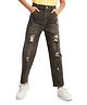 Olele Denim Woven Distressed   Mild Washed Jeans - Black