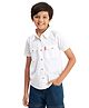 Olele Cotton Flax Woven Half Sleeves Solid Shirt - White