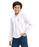 Olele Cotton Flax Woven Full Sleeves Solid Shirt - White