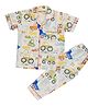 BABY CLOSET Organic Cotton Woven Half Sleeves Vehicles Printed Unisex Coordinating Night Suit Set - White
