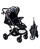 Golden Bee Choco Joy Baby Stroller - Stroller with Reversible Handle Adjustable Backrest & Canopy - | Suspension Wheels| Removable Food Tray | Travel Trolley-Black Dreamer