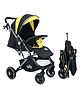 Golden Bee Choco Joy Baby Stroller - Stroller with Reversible Handle Adjustable Backrest & Canopy - | Suspension Wheels| Removable Food Tray | Travel Trolley-Golden Black