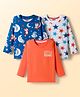 Babyhug 100% Cotton Knit Full  Sleeves T-Shirts with Star & Animal Print Pack of 3 - Orange & White Blue