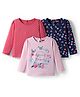Babyhug 100% Cotton Knit Full Sleeves T-Shirts with Polka Dots & Floral Print Pack of 3 - Multicolor