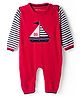 ToffyHouse Knitted Full Sleeves Winter Romper with Ship Design & Stripes - Red