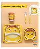 Sun & Shine Bamboo Fiber Baby Feeding Set, 5-Piece Tableware with Plate, Bowl, Cup, Spoon, Fork, BPA-Free, Natural | Perfect for Gifting (Goldie Cat)
