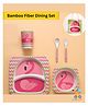 Sun & Shine Bamboo Fiber Baby Feeding Set, 5-Piece Tableware with Plate, Bowl, Cup, Spoon, Fork, BPA-Free, Natural | Perfect for Gifting (Pinkie Swan)