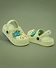 asian Bus Applique Detailed With Slingback Perforated Clogs - Green