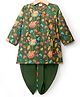 Babyhug Chiffon Woven Full Sleeves Kurta Dhoti Set with Floral Print - Green