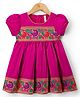 Babyhug Woven Half Sleeves Ethnic Dress With Brocade Design - Fuschia