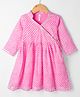 Babyhug Cambric Woven Three Fourth Sleeves Printed Ethnic Dress - Pink