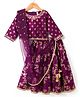 Babyhug Brocade Woven Three Fourth Sleeves Choli Lehenga Set with Dupatta & Embroidery - Violet
