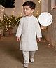 Babyhug Georgette Woven Full Sleeves Kurta Pajama Set with Embroidery - White