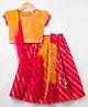 Babyhug Brocade Woven Half Puffed Sleeves Choli Lehenga Set with Dupatta & Motif Embroidery - Red & Yellow