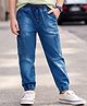 Kookie Kids Denim Woven Full Length Washed Jeans - Blue