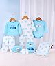 Kookie Kids Cotton Clothing Gift Set with Bear Print 8 Pieces - Light Blue & White