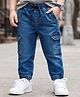 Kookie Kids Woven Full Length Washed Denim Jeans - Blue