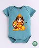 BLUSHES 100% Cotton Knit Durga Puja Theme Half Sleeves Goddess Durga Maa Printed Onesie - Olive Green