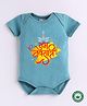 BLUSHES 100% Cotton Knit Navratri Theme Half Sleeves Shubh Navratri Text Printed Onesie - Olive Green