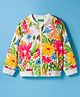 UCB Fleece Woven Full Sleeves Round Neck Front Zipper Winter Jacket With Floral Print - White