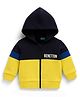 UCB Knit Full Sleeves Hooded Sweatjacket With Color Block Design - Yellow