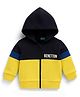 UCB Knit Full Sleeves Hooded Sweatjacket With Color Block Design - Yellow