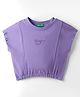 UCB Interlock Knit Half Sleeves Crop Top with Benetton Girl Hd Print - Purple