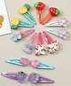 Babyhug Snap Clips With Floral Butterfly Unicorn & Fruits Applique Pack of 14 - Multicolor