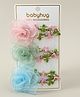 Babyhug Snap Clips with Floral Applique Pack of 3 - Pink Green & Blue