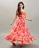 Bitiya By Bhama Silk Blend Woven Off Shoulder Floral Printed Flared Dress - Pink