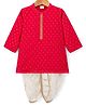 Babyhug Lurex Dobby Woven Full Sleeves Kurta Dhoti Set with Foil Print - Red