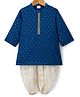 Babyhug Lurex Dobby Woven Full Sleeves Kurta Dhoti Set with Foil Print - Navy Blue