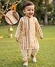 Babyhug Cambric Woven Full Sleeves Tie & Dye Kurta Dhoti Set - Beige