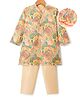 Babyhug Woven Full Sleeves Kurta Pajama Set With Floral Print & Embroidery- Multicolour