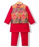 Babyhug Cambric Woven Full Sleeves Kurta Pajama Set with Embroidered Jacket - Red