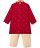 Babyhug Woven Full Sleeves Kurta Pajama Set With Foil Embroidered  - Maroon