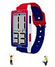 Spiky Colour Blocked & Glow In The Dark Digital Sports Watch - Blue