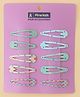 Pine Kids Hearts  & Floral  Printed Snap Clips Pack Of 10 - Light Blue Sea Green & Beige