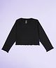 Kiddopanti Cotton Knit Full Sleeves Solid Crop Tee - Black