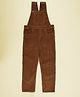 Kiddopanti Cotton Spandex Woven Solid Corduroy Dungaree - Brown
