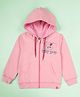 Kiddopanti Fleece Knit Full Sleeves Kawaii Girl Printed Light Winter Hooded Sweatshirt - Peach Pink
