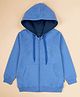 Kiddopanti Fleece Knit Full Sleeves Brand Logo Printed Light Winter Hooded Sweatshirt - Dusty Blue