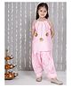 KID1 Silk Woven Sleeveless Floral Gotta Lace Embellished Kurti With Parsi Salwar Set - Pink