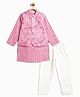 Campana 100% Cotton Woven Full Sleeves Floral & Geometric Printed Kurta Pyjama Jacket Set - Light Purple & White