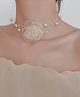 Ziory Floral Applique Detailed Beads Embellished Necklace - Off White